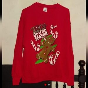 Delta red gingerbread & candy cane Christmas sweater